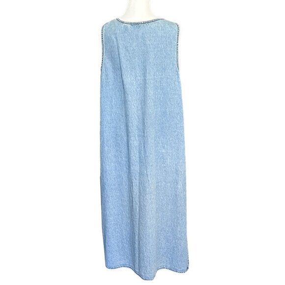 AGAPO Vintage Women's Denim Embroidered Dress Size 2X Sleeveless Made in India - Picture 6 of 13